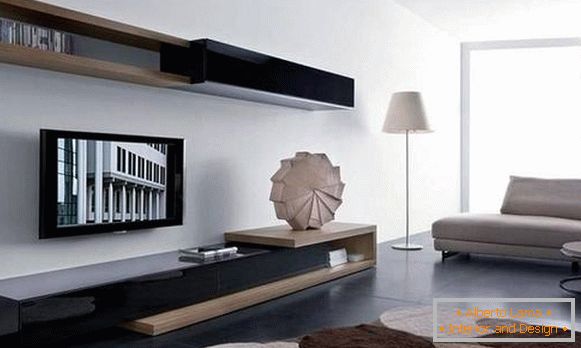 modern, moduláris falak a nappaliban, fénykép 16
