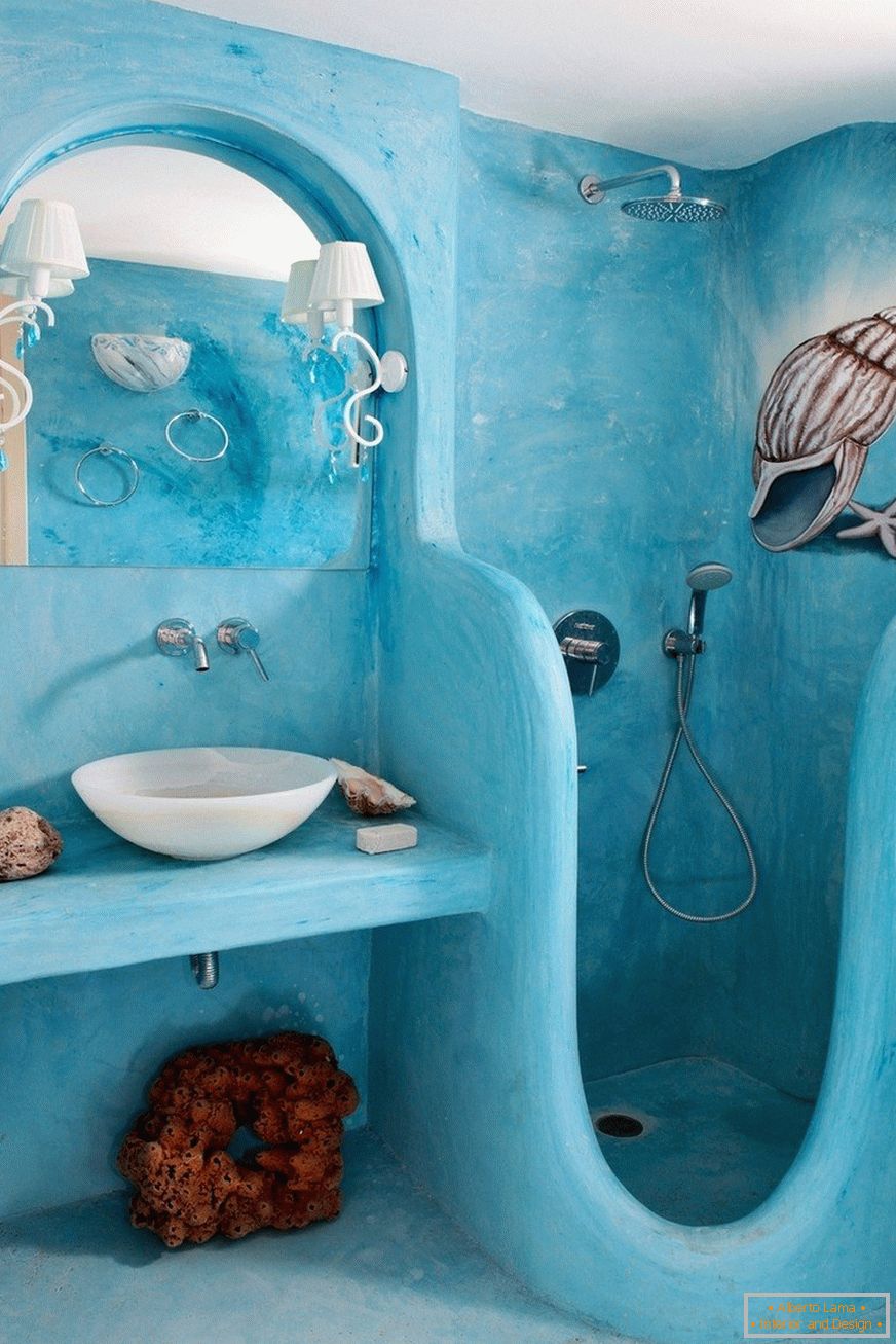 Kék zuhany kialakítás