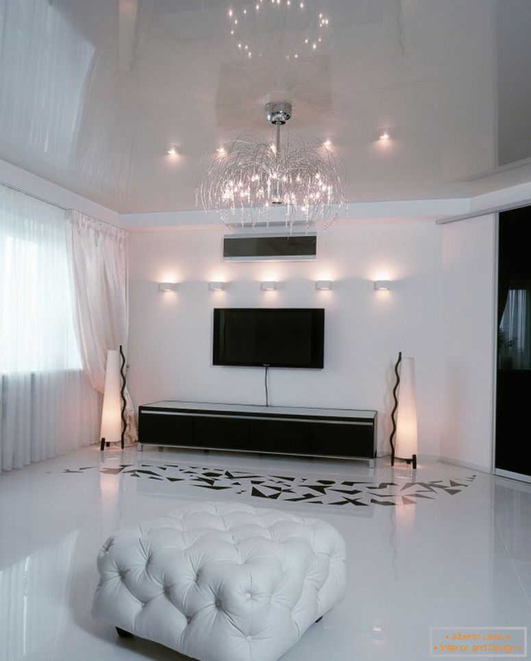 fotó-1-fehér-fényes feszített mennyezet-tökéletesen kiegészítők-modern-belső-nappali