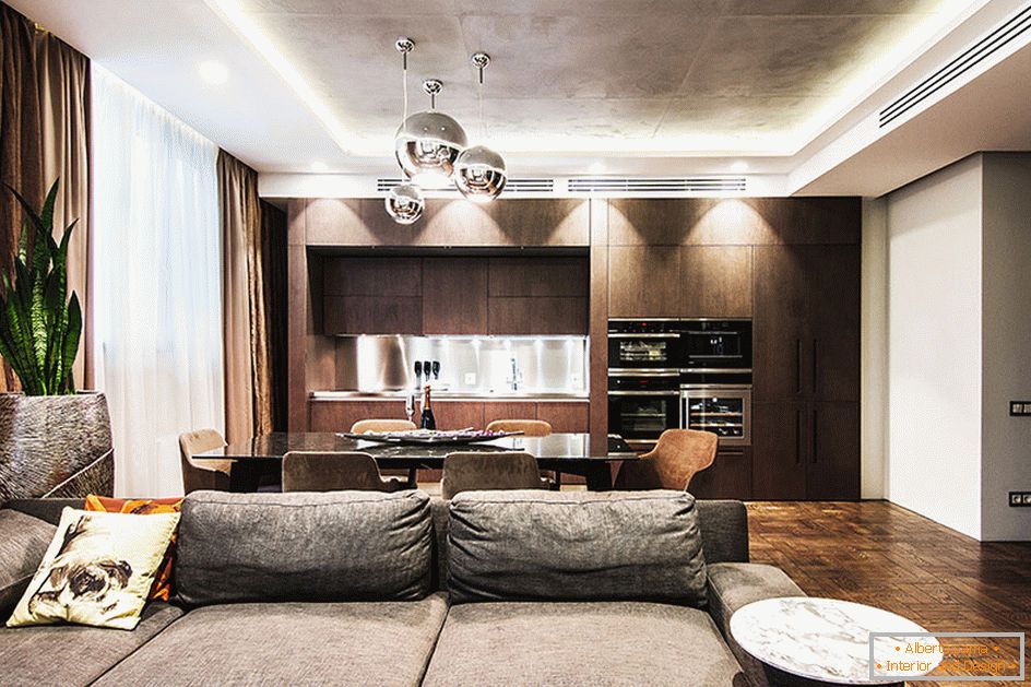 Egy kis stúdió apartman minimalista szecessziós elemekkel Kijevben, Ukrajnában