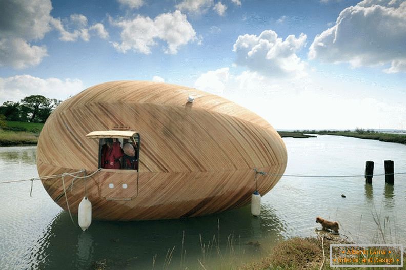 Szokatlan úszó ház Exbury Egg a stúdió PAD, SPUD csoport és Stephen Turner