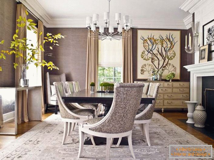 Nappali stílusú nappali. A belső tér elegánsan egyesíti az egyszerűséget, szerénységet és eleganciát.