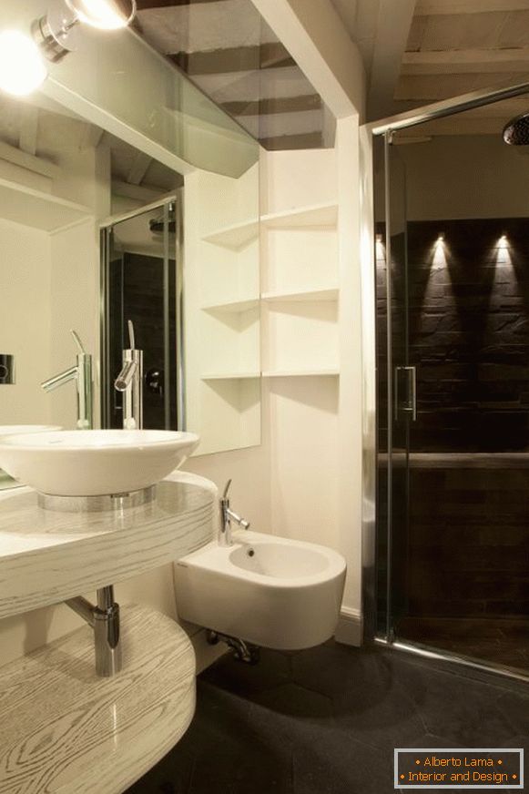 Fürdőszoba belső tér fehér színben