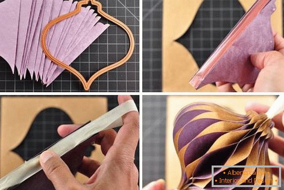 Egy gyönyörű sablon egy újéves papírgömb készítéséhez