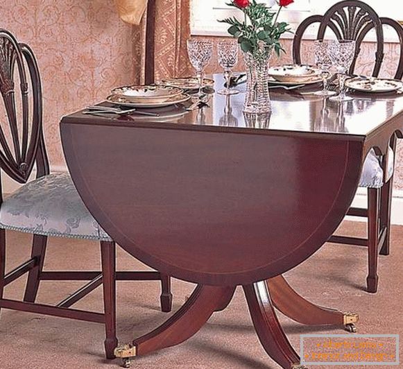 Étkezőasztal klasszikus stílusú csúszó ovális