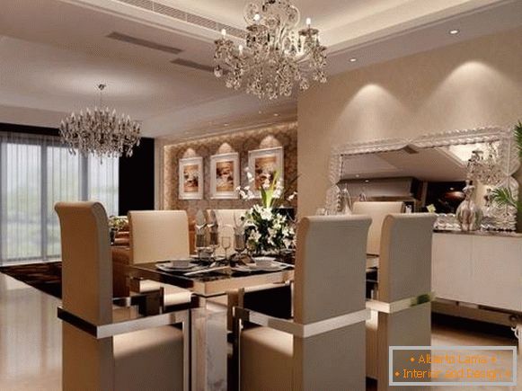 Luxus belső kialakítás és króm étkező asztal