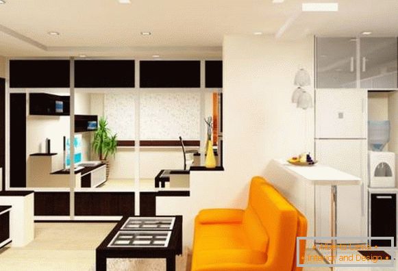 Modern ötlet a konyha és a nappali összekapcsolására