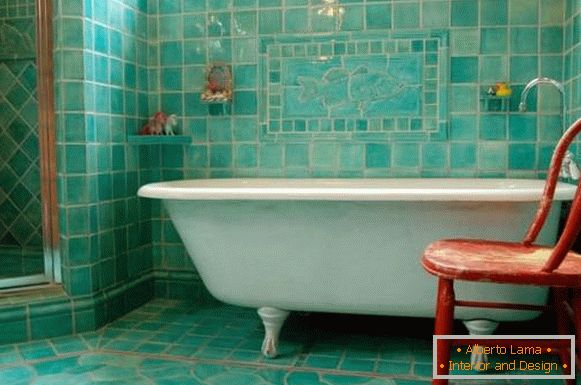 Türkiz Fürdőszoba cserép Provence stílusban