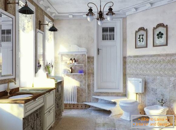 Hagyományos Provence-i stílus a fürdőszobában - egy fürdőszoba privát házban készített kép