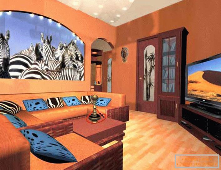 A fújtatott szavanna színe Afrika színe. Egy ilyen szobában mindig meleg leszel. 