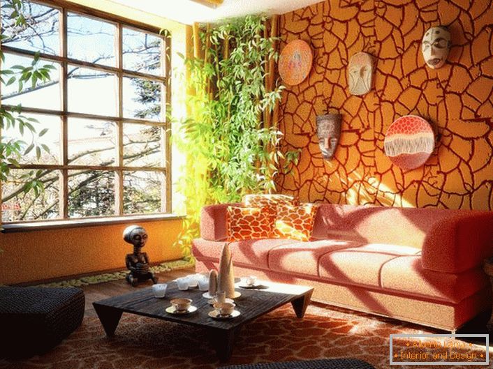 Élő jellegű példa egy etnikai stílusú nappaliban. Találd ki, milyen kontinensről van ez a szép szoba. 