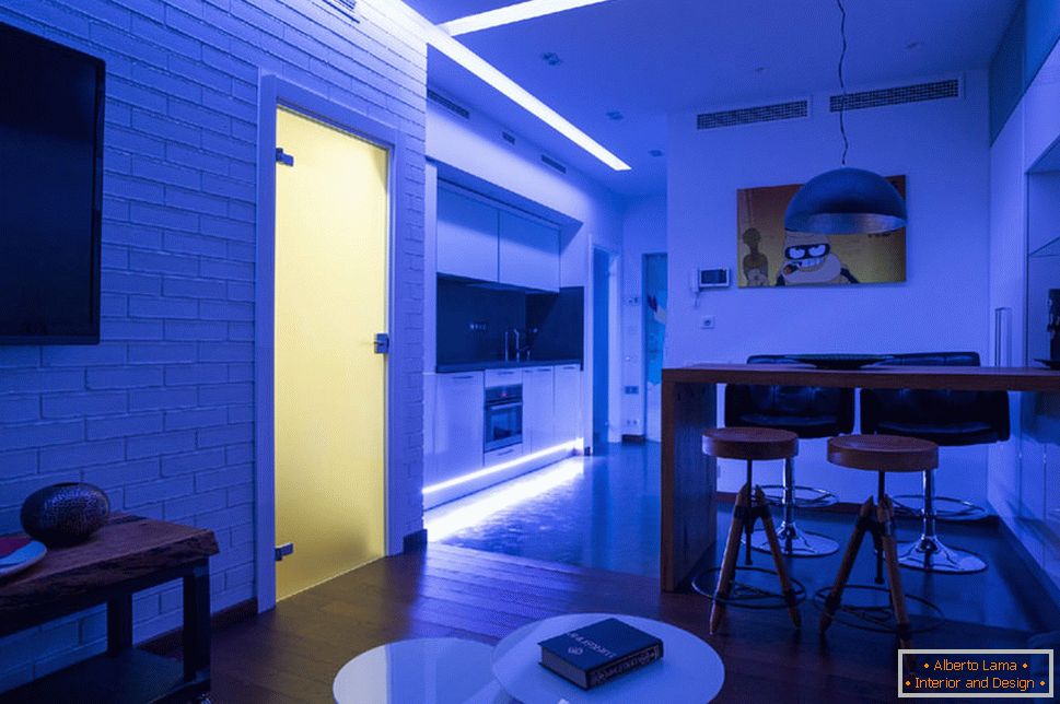 Megvilágítás egy szabályozott világítású lakásban