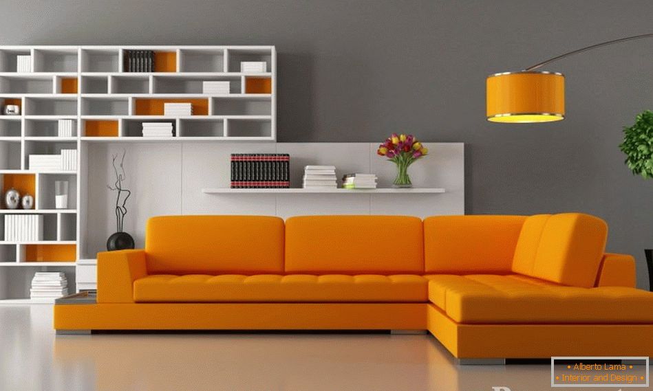 Narancsszínű bútorok в гостиной