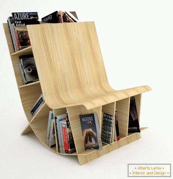 Fából készült könyvespolc a Fishbol Design Atelier stúdiójából