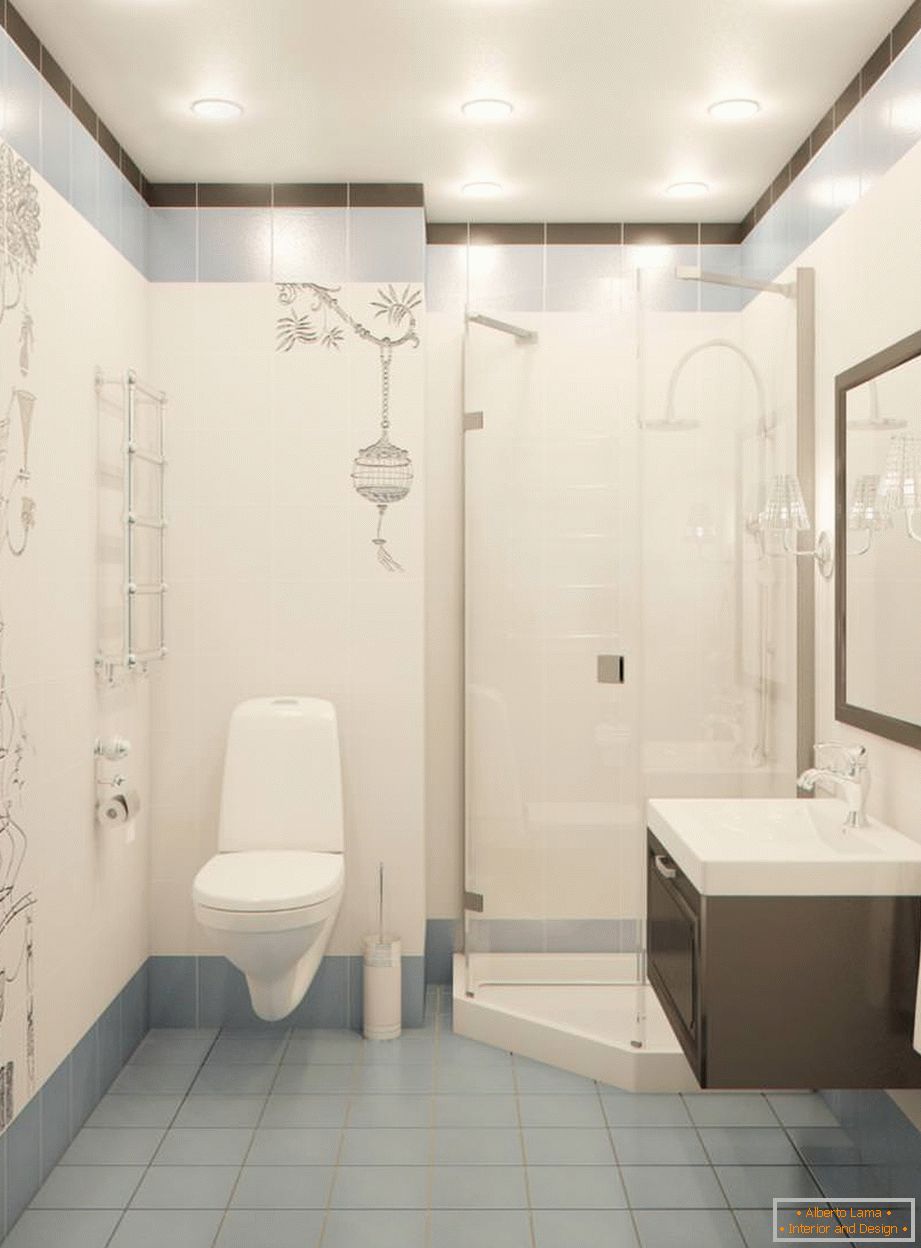 Fürdőszoba egy keskeny stúdió apartman Oroszországban