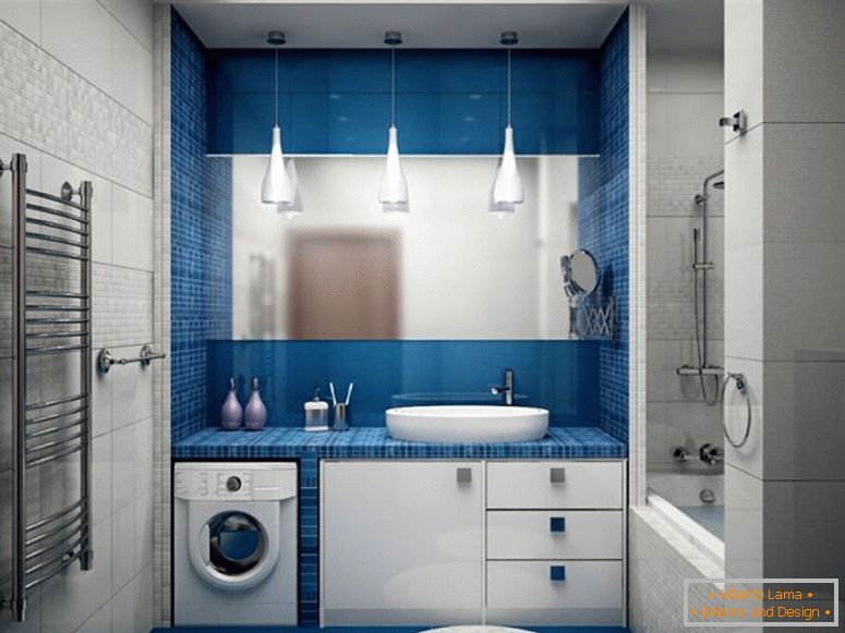 nagyon harmonikusan megtervezett fürdő-szoba-in-kék-fehér színű
