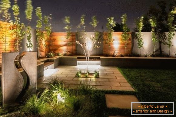 Modern kerti kialakítás - fénykép led világítással
