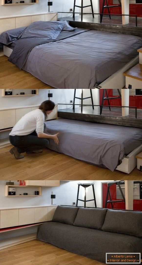 Rejtett ágy visszahúzható mechanizmussal