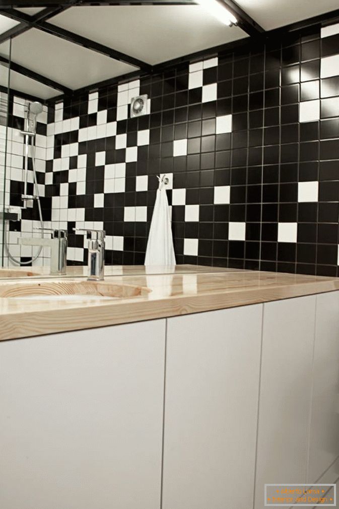 Fürdőszoba stúdió apartmanok fekete-fehérben
