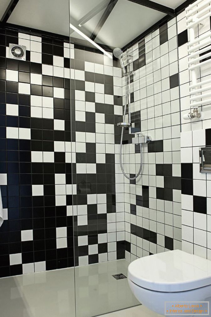Fürdőszoba stúdió apartmanok fekete-fehérben