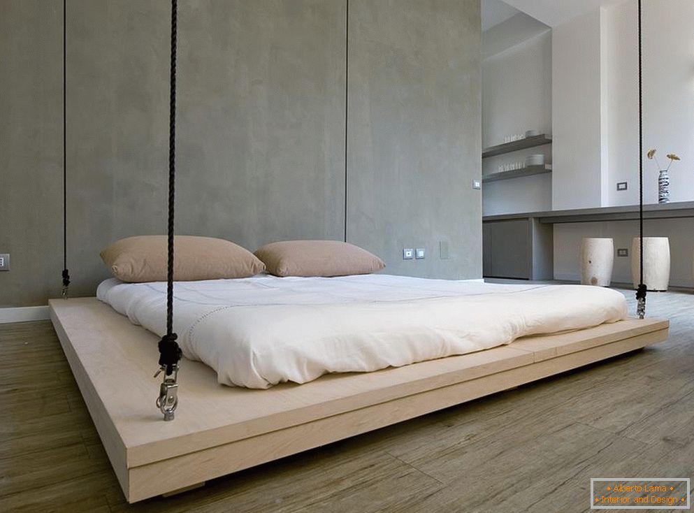 A hálószoba belseje a minimalizmus stílusában