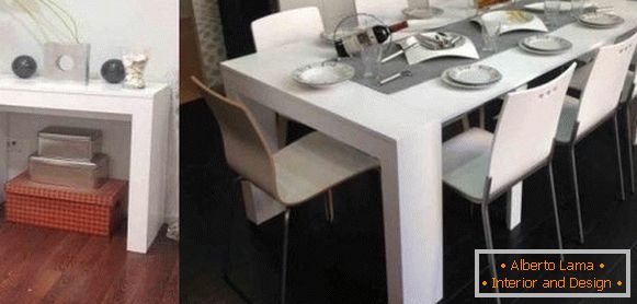 összecsukható asztali konzol fehér