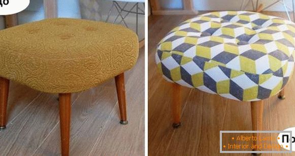 Kárpitozott bútorok javítása - az oszmán előtt és után készült fénykép