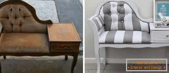 Kárpitozott bútorok javítása és kárpitozása előtt és után