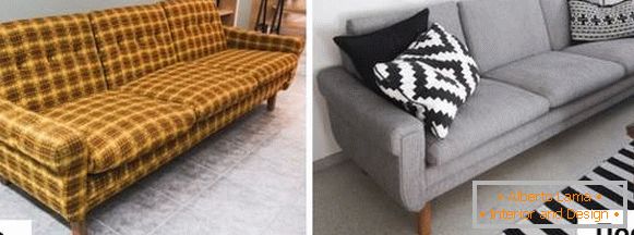Kihúzható bútorok kihúzása - a régi kanapé előtti és utáni képe
