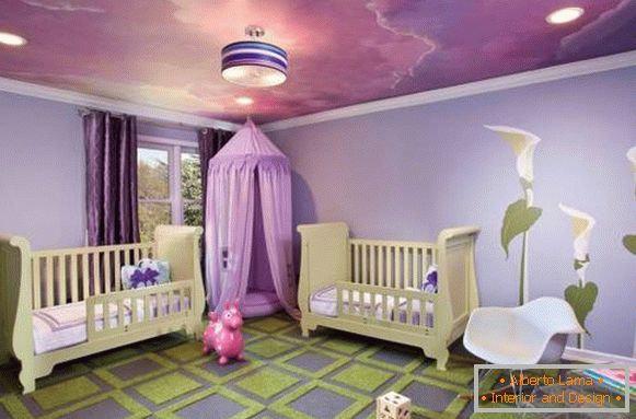 Lila szín a gyermek hálószobájában