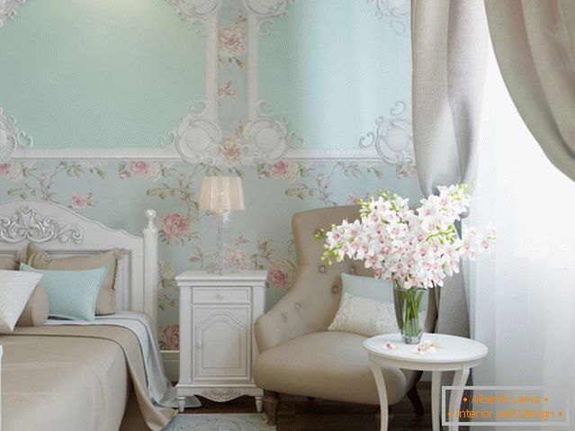 Bájos Provence stílusú hálószobai dekoráció