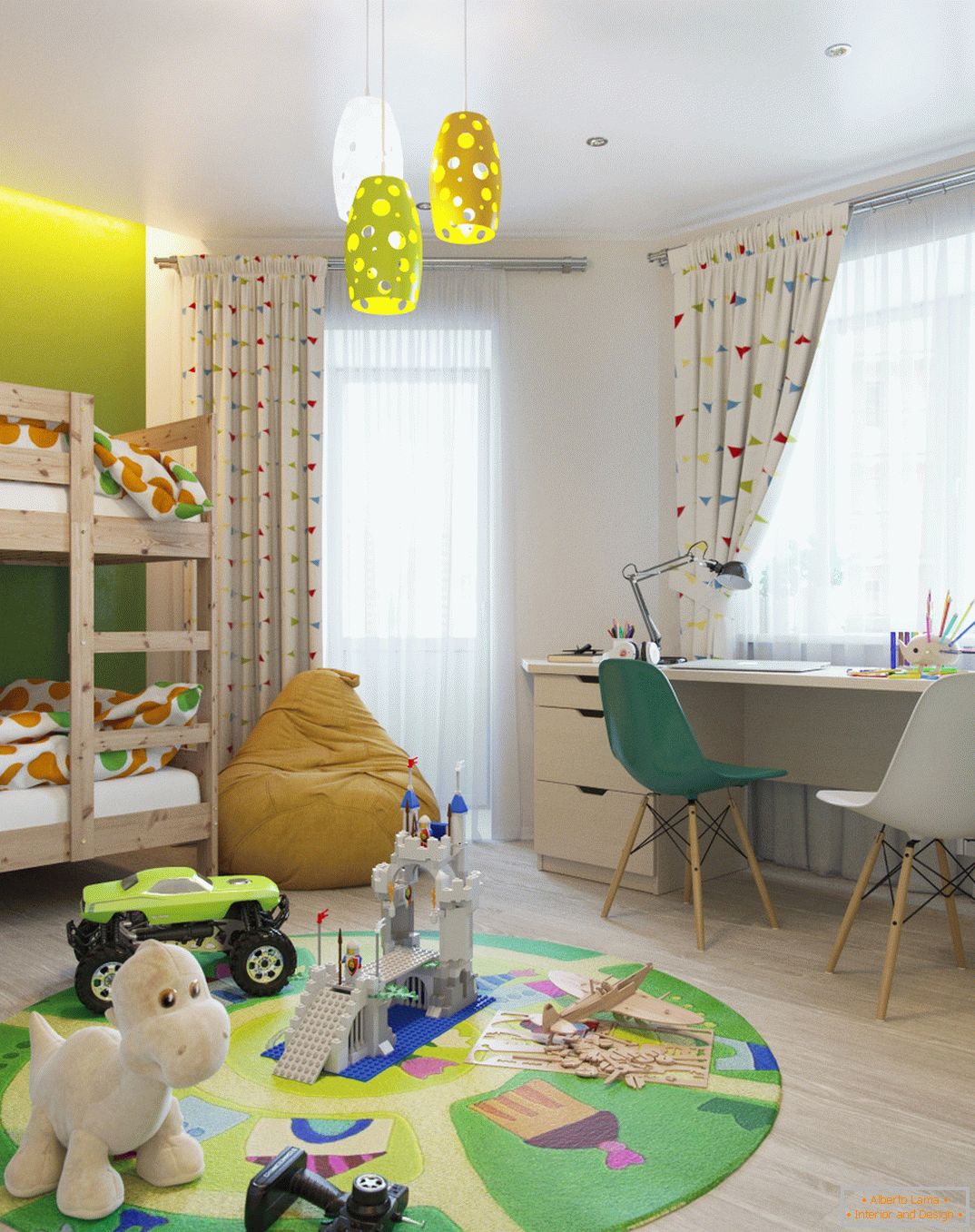 A gyermekszobának világos designja