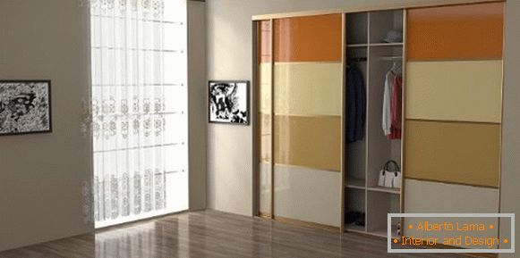 Beépített szekrények rekesz - fénykép design a hálószobában üveggel
