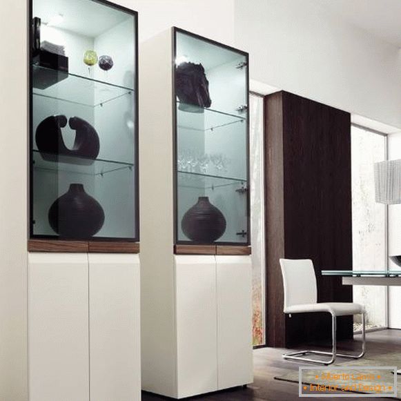 Luxus modern szekrény fehérben mutatja be a belső térben