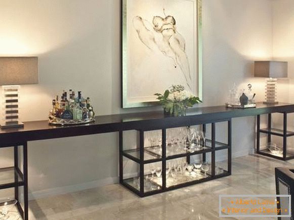Bútor vitrinek - asztali konzol üvegekkel és világítással