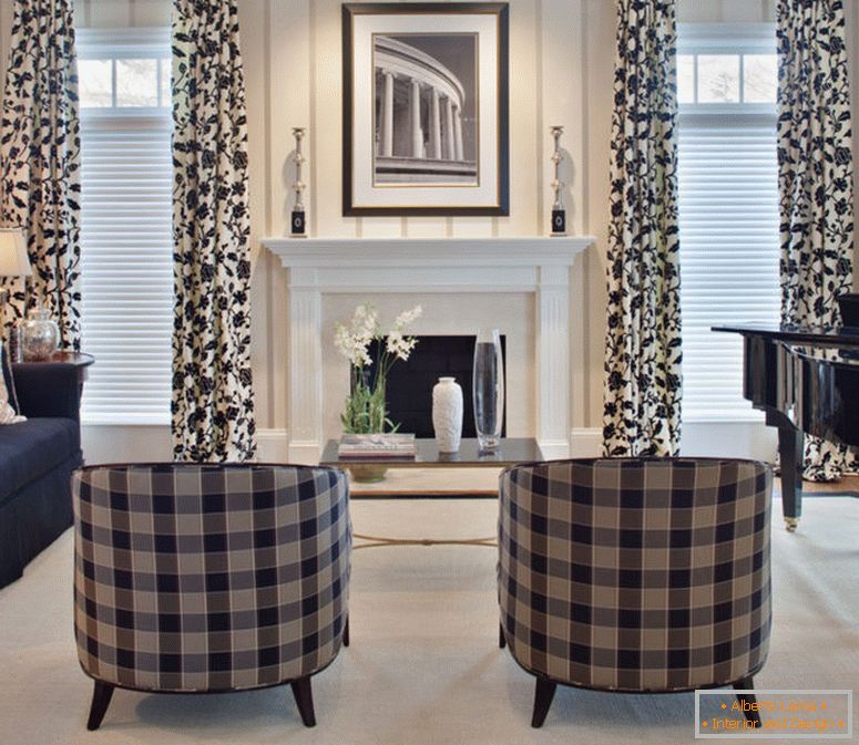 szép bivaly-ellenőrző függönyök a nappaliban-modern-a-függöny-panelek-a-living-room-beállítás mellett-extra-hosszú drapéria-rudak és fekete-kanapé