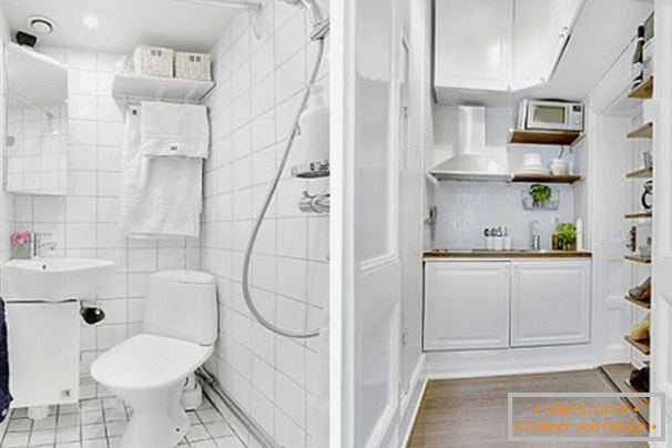 Fürdőszoba és konyha fehér színben