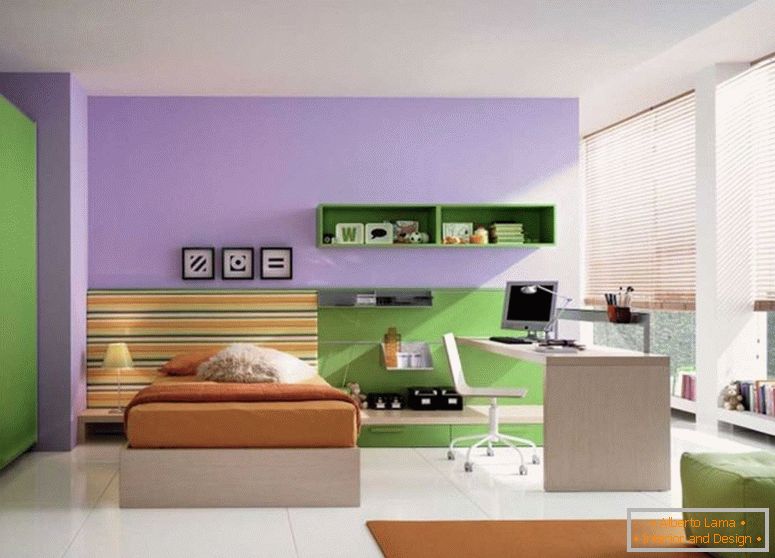 Rendkívüli-gyerek szobás-design-és modern gyerek szoba-with-négyzet-zöld dívány-on-the-barna szőnyeg-with-gyerek-szoba-bútorok-loft stílusú ágy