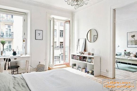 Egy hálószobás apartman skandináv stílusban - fotó hálószoba nappali