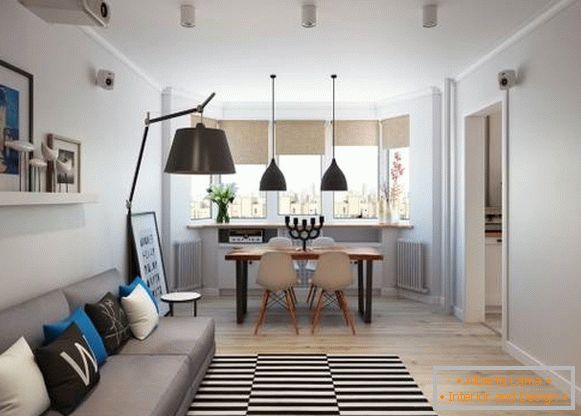 Egy hálószobás apartman skandináv stílusban - a nappali fotó