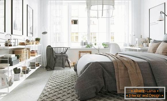 világos apartman skandináv stílusban-spalnya