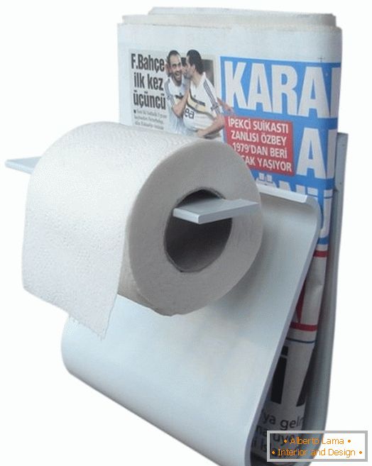 Toalettpapír tartó újsággal ellátott polcra