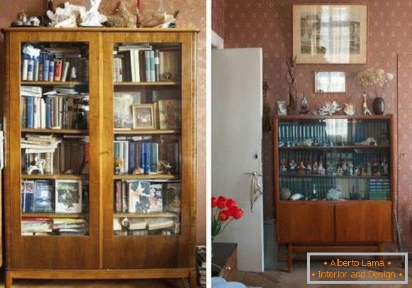 Szovjet bútorok - könyvespolcok és polcok a belső térben