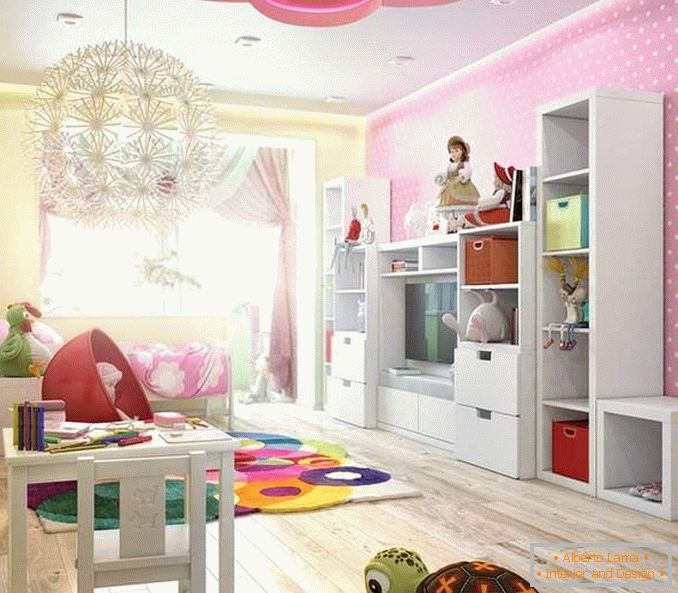 A gyermekszobának kialakítása egy kétszobás lakás belsejében - fénykép