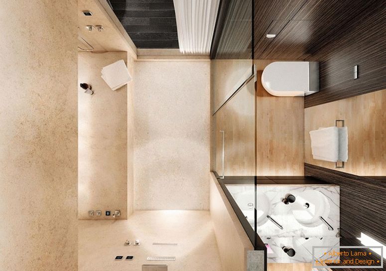 Egy kis fürdőszoba modern belső kialakítása