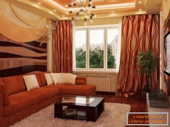 A tervezés a csarnok a lakásban - egy gyönyörű nappali szoba a fényképen