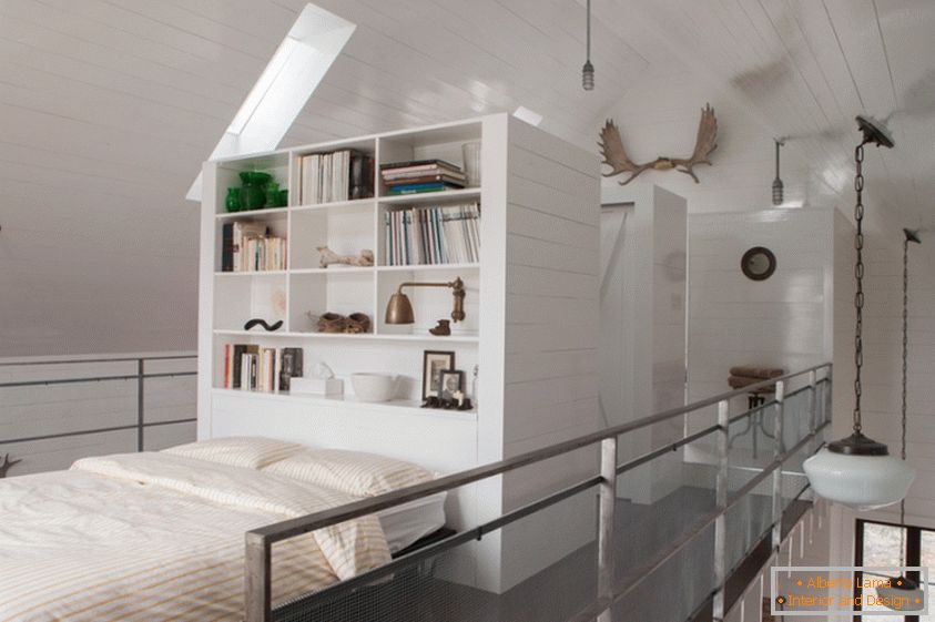 Szokatlan tetőtéri stílus, hálószoba design