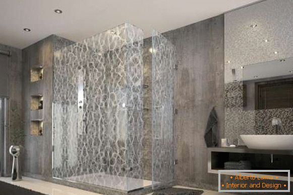 Üvegajtók egy zuhanyzóval egy képen - fénykép a belső térben