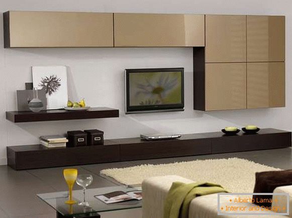 moduláris fal a nappaliban egy modern stílusban, fotó 6