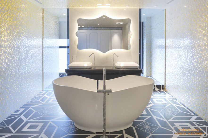 Fürdőszoba elegáns stúdió apartman Pekingben
